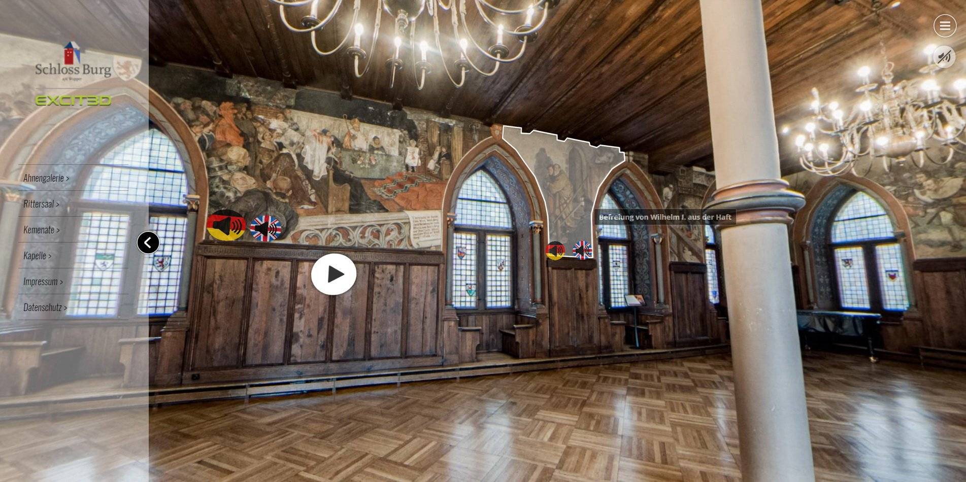  Auf der Webseite von Schloss Burg kann man virtuelle Rundgänge unternehmen. 