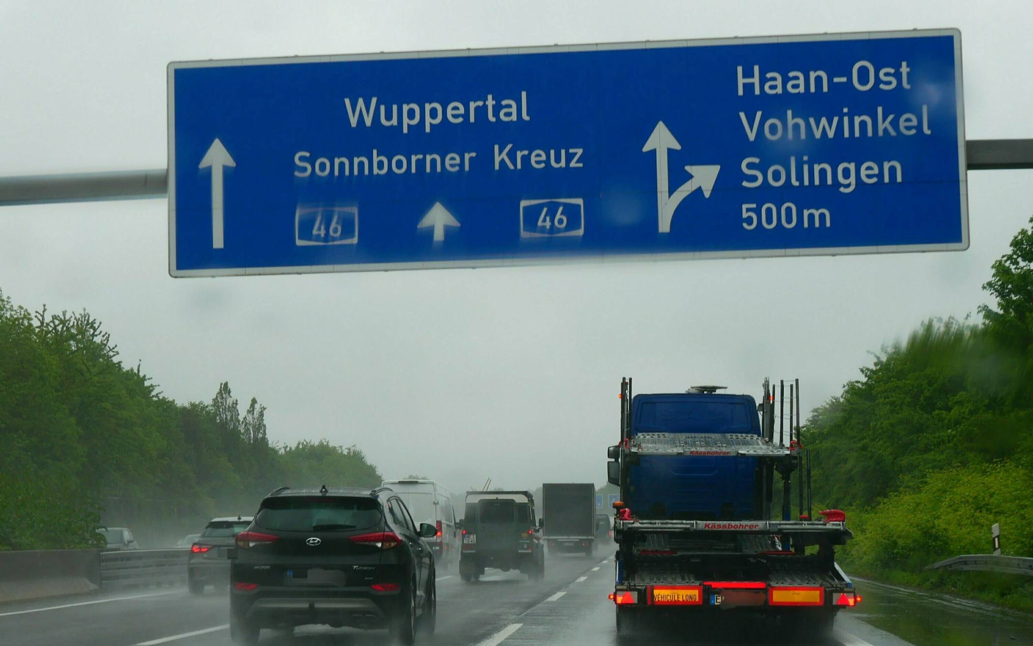 Die A46 in Richtung Wuppertal.