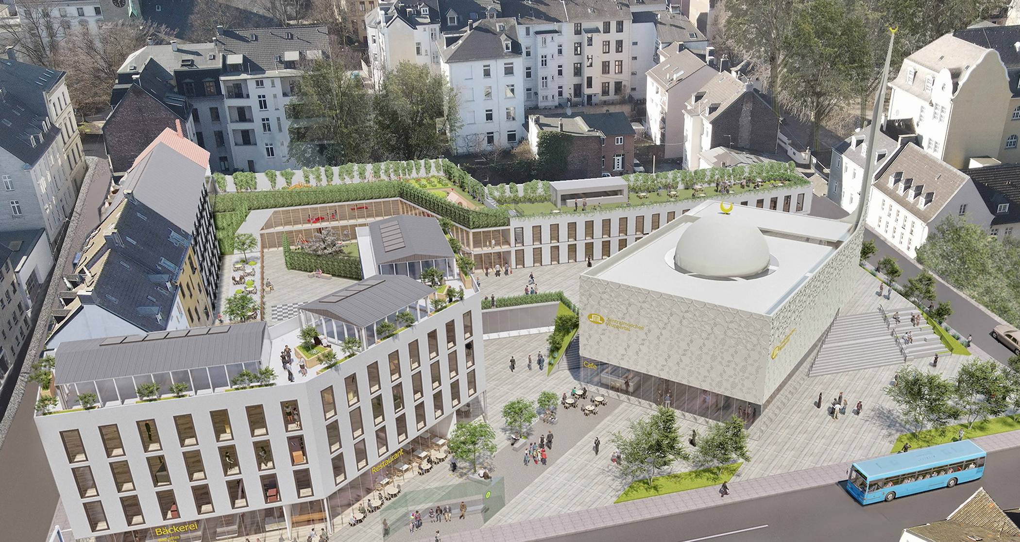  Die Visualisierung des an der Gathe geplanten Moschee-Areals der Ditb-Gemeinde Wuppertal. 