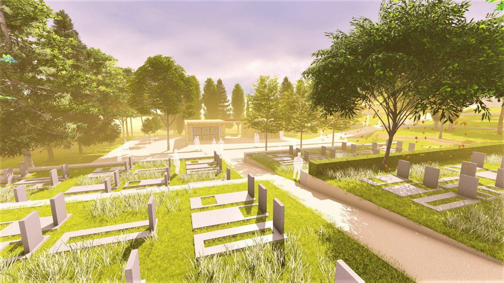 Ein Blick auf ein Stück des geplanten muslimischen Friedhofes an der Varresbeck (Visualisierung von 2020).