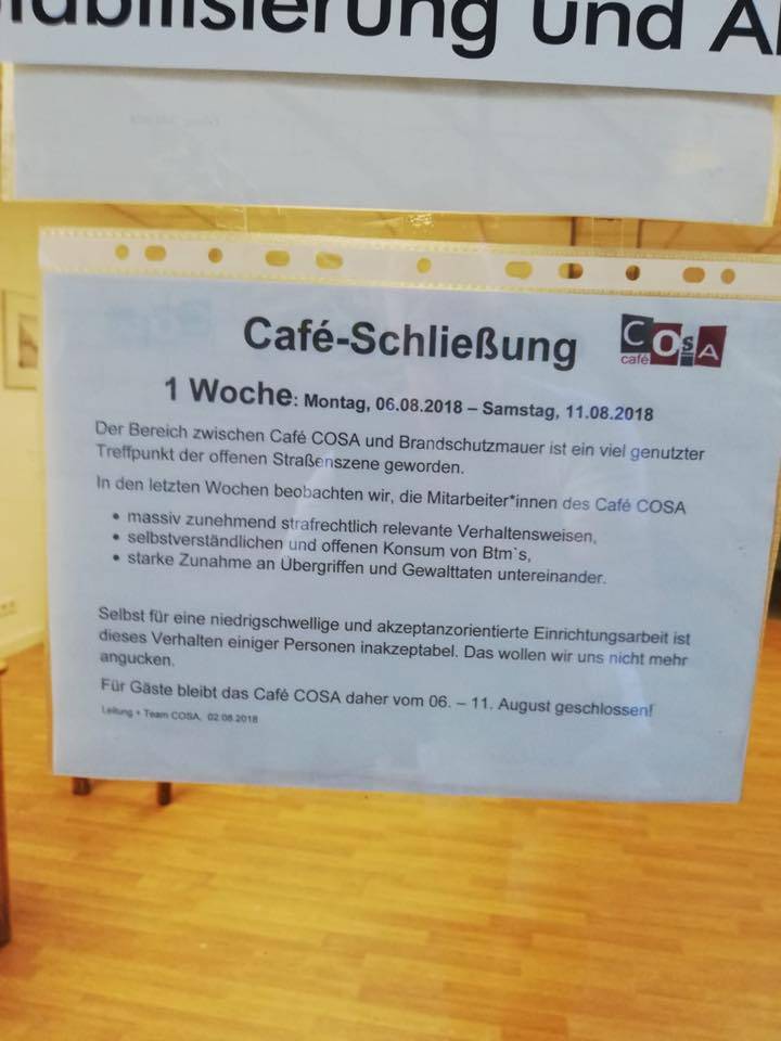 "Café COSA" zieht für eine Woche die Reißleine