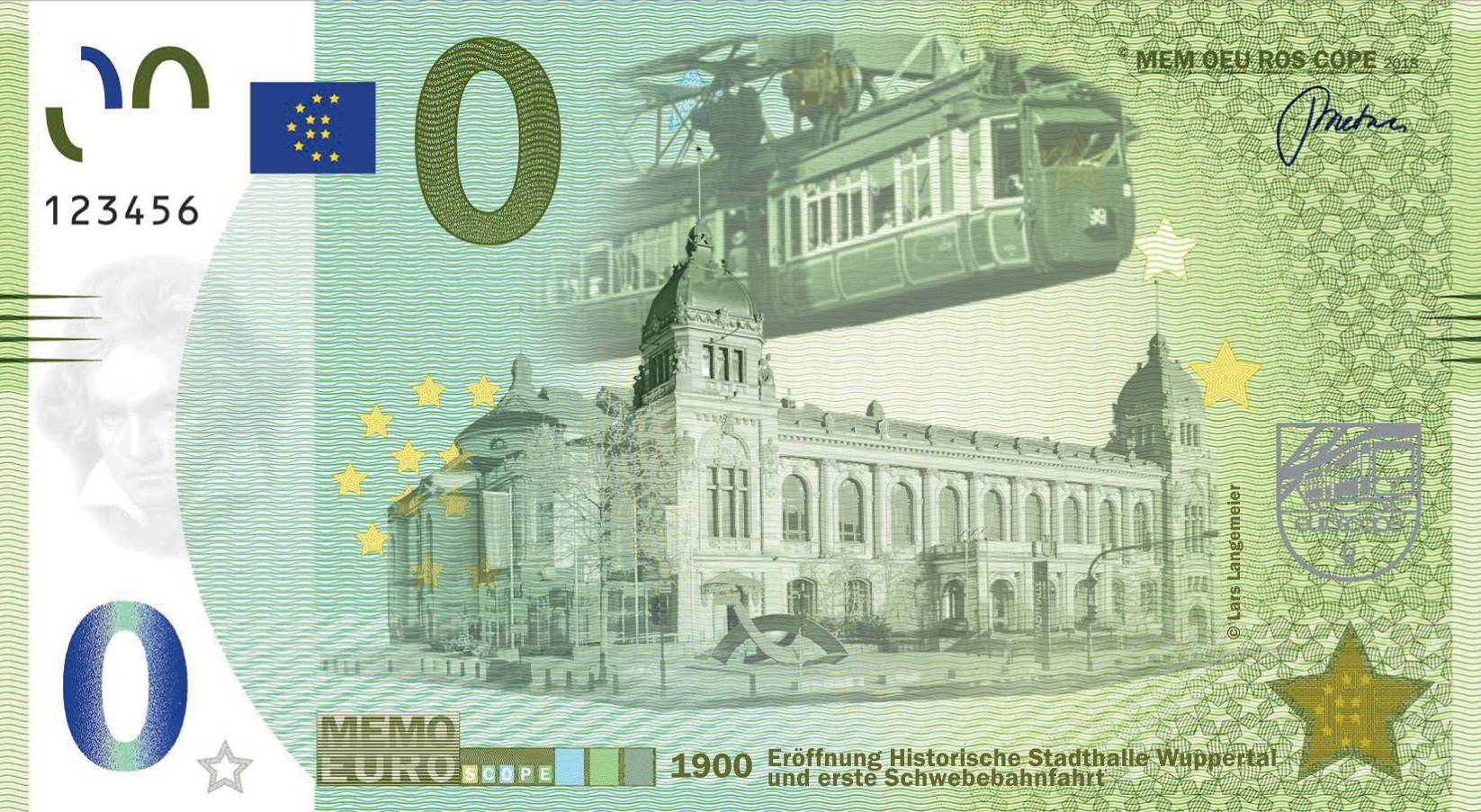 Auch die 0-Euro-Souvenirscheine bietet „Wuppertal Touristik“
