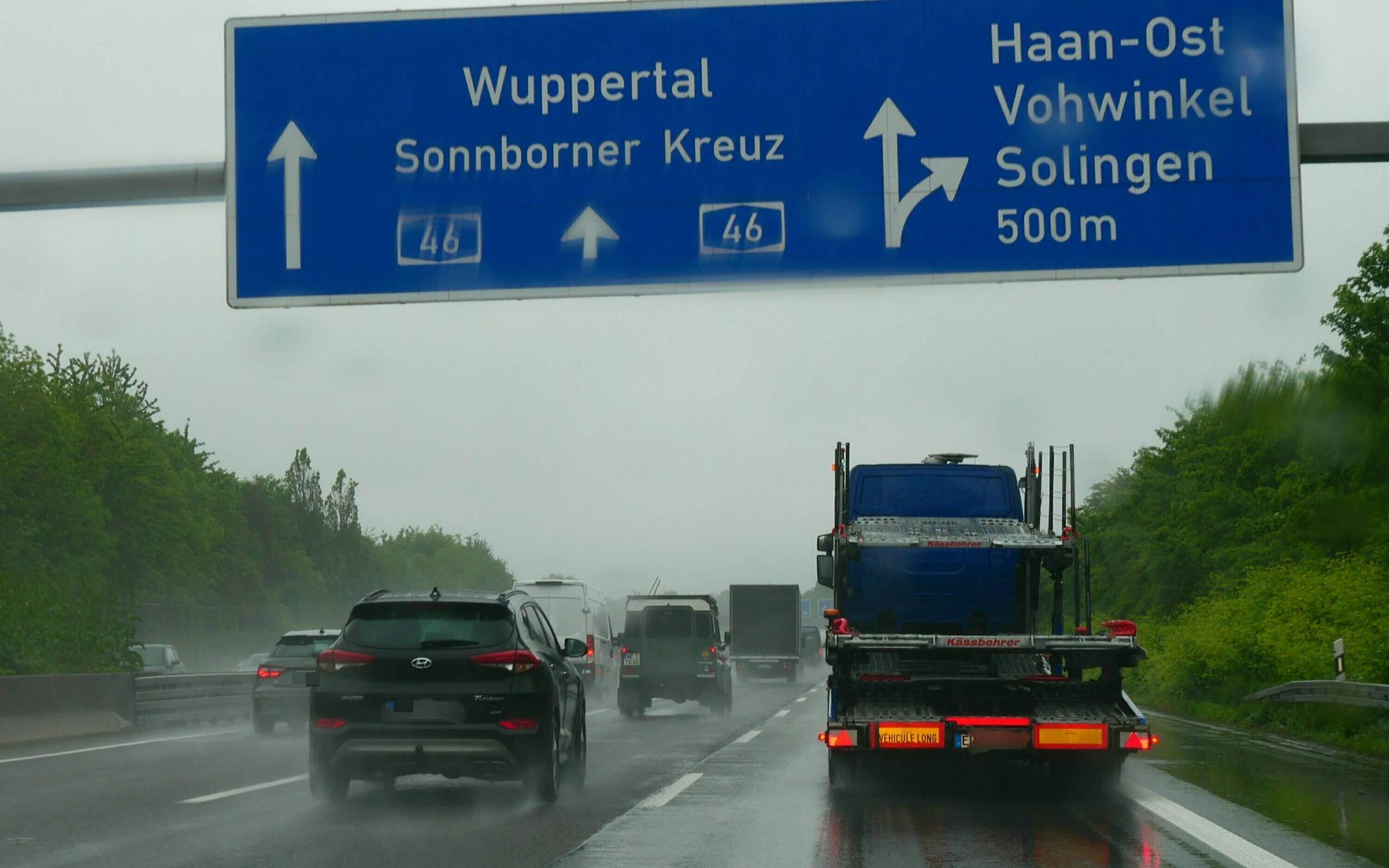 Die A46 in Richtung Wuppertal.