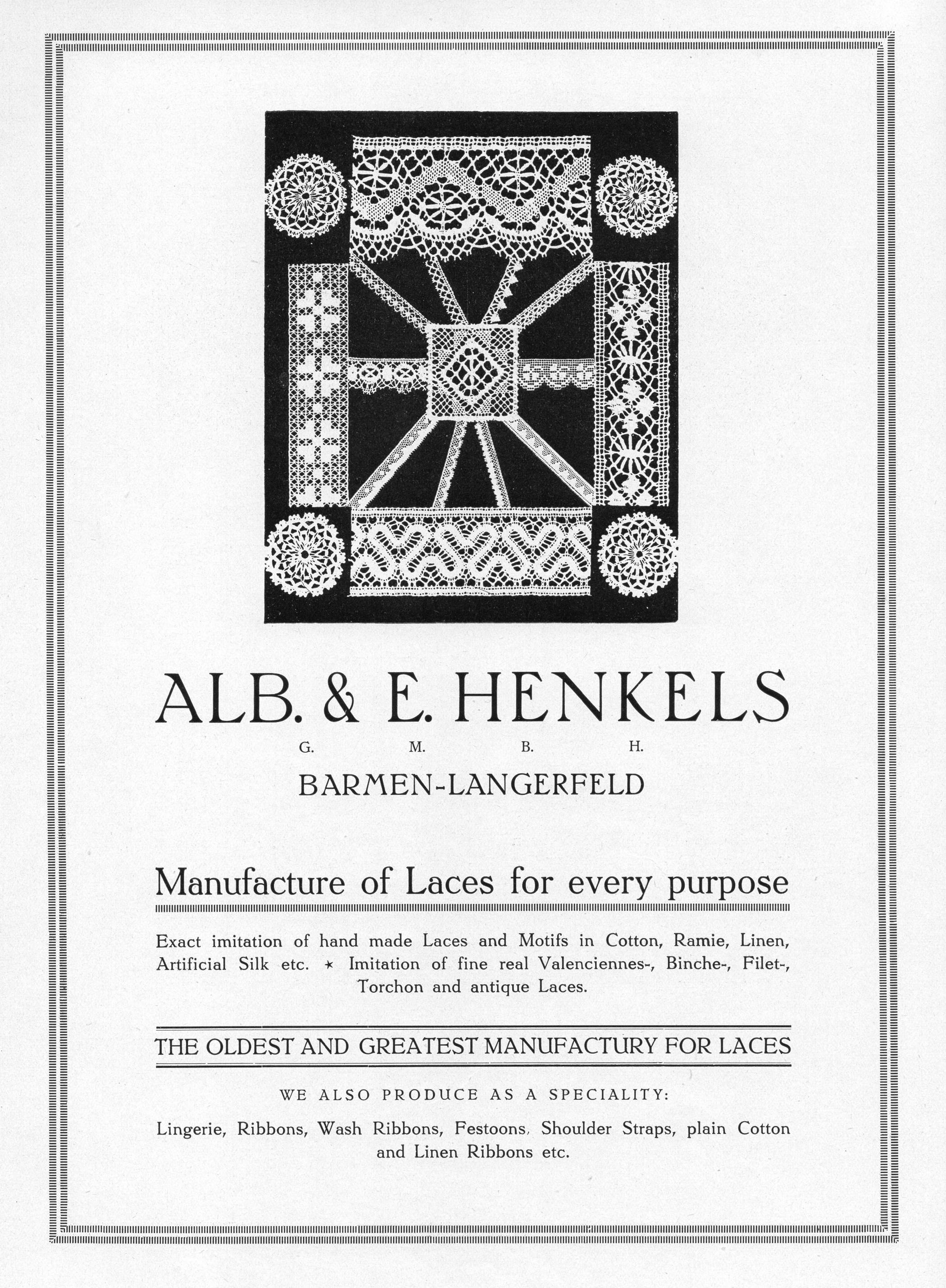 Alb. &amp; E. Henkels - Werbung 1926, englischer...