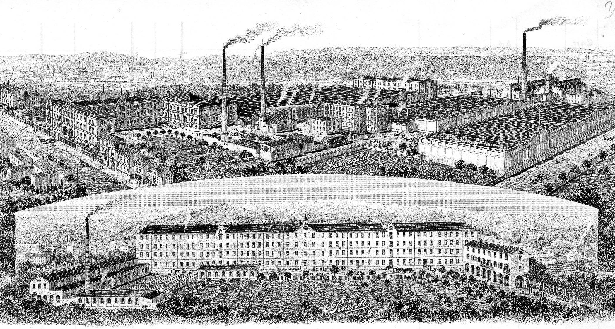 Alb. &amp; E. Henkels-Rechnungskopf – mit Werk Langerfeld und Pinerolo/Italien,...