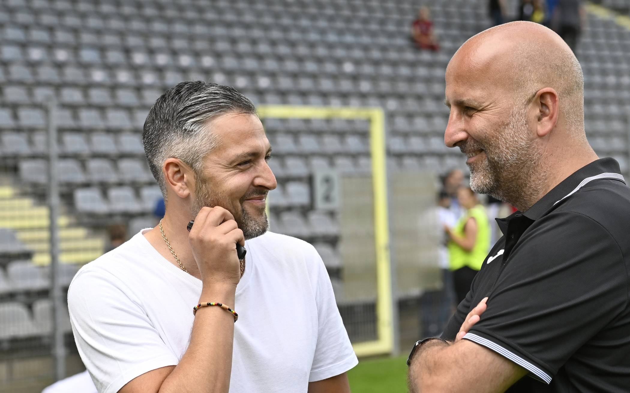  Chefscout Gaetano Manno (li.) und Trainer Björn Mehnert. 