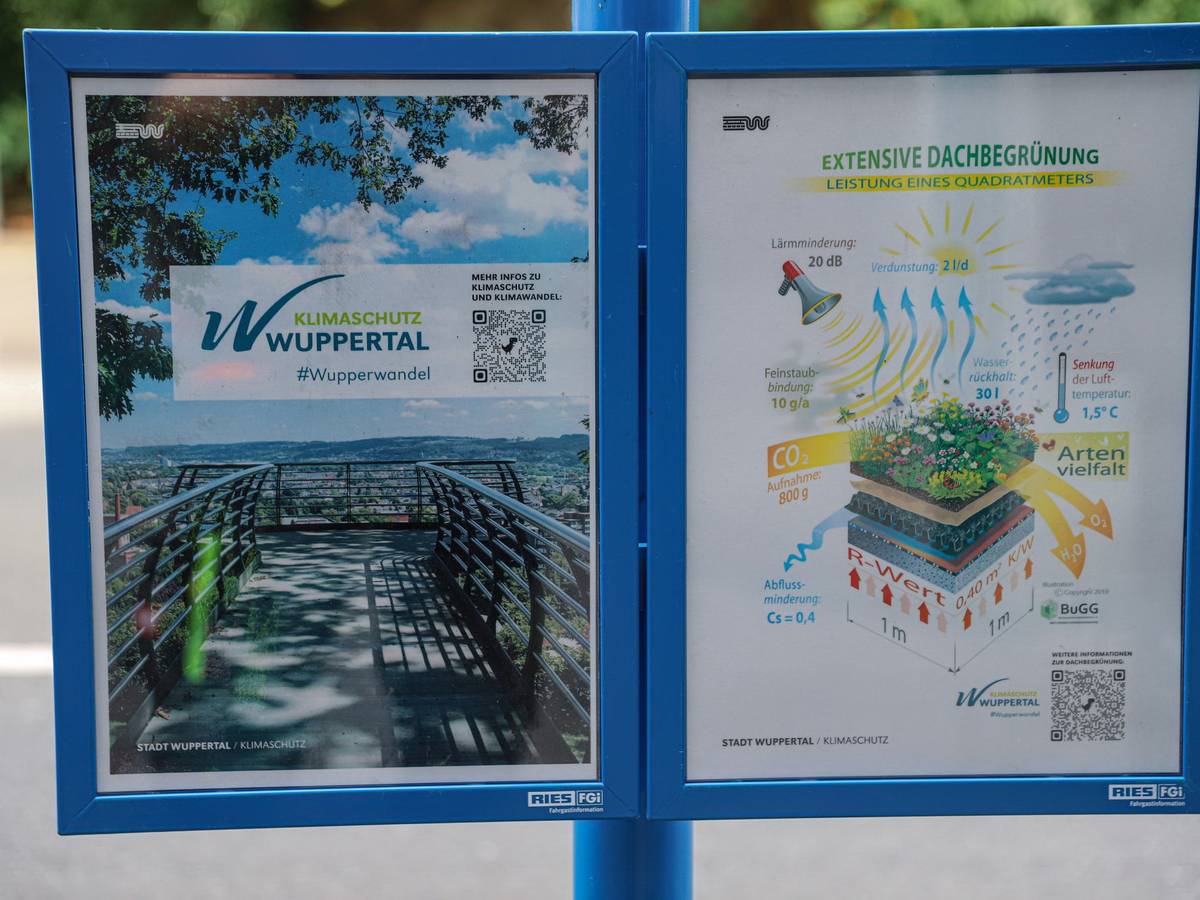 Bushaltestelle mit blühendem Dach
