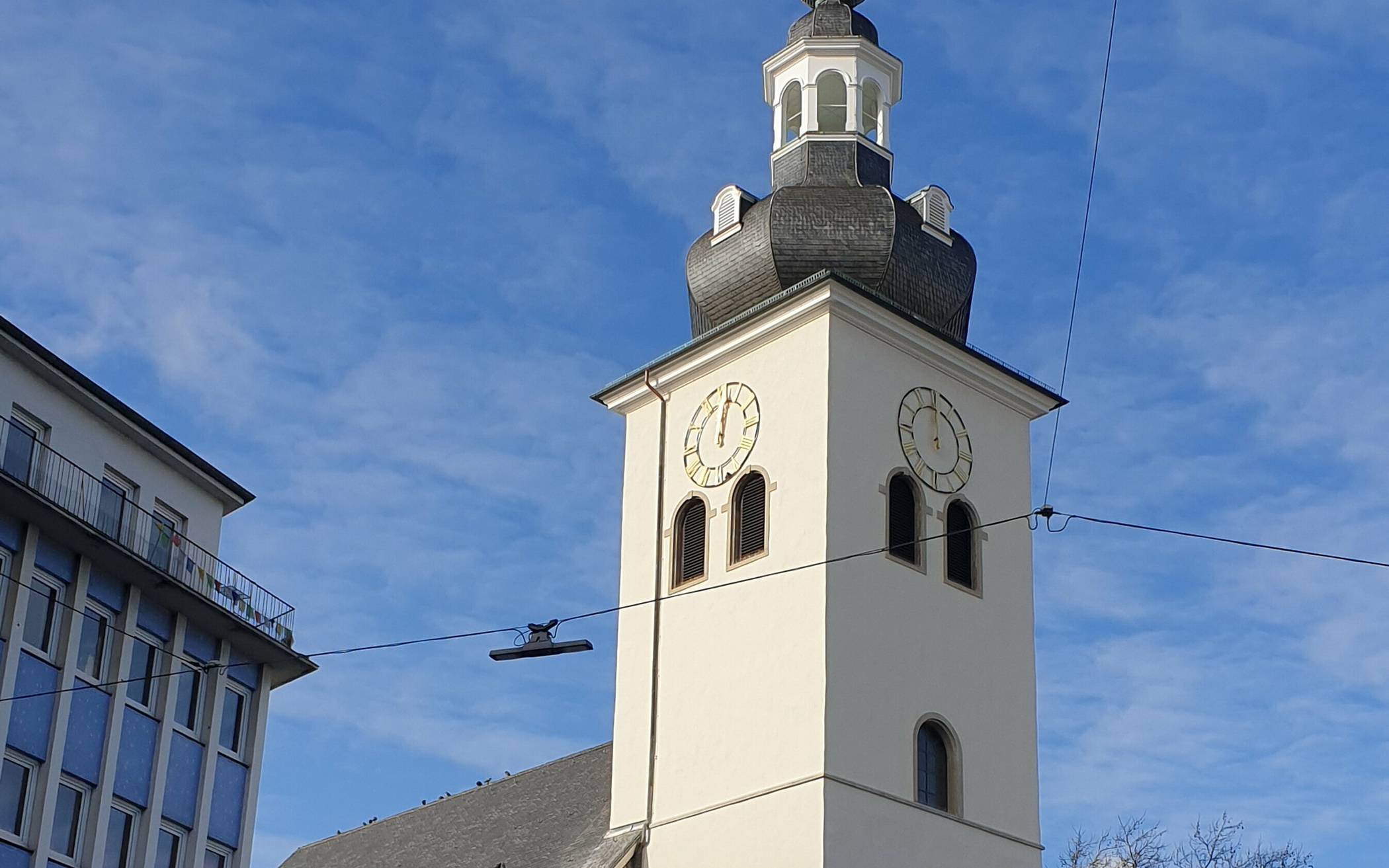 Die Alte Lutherische Kirche am Kolk in der Elberfelder City: Ihre Turmsanierung ist nach sechs Jahren abgeschlossen.