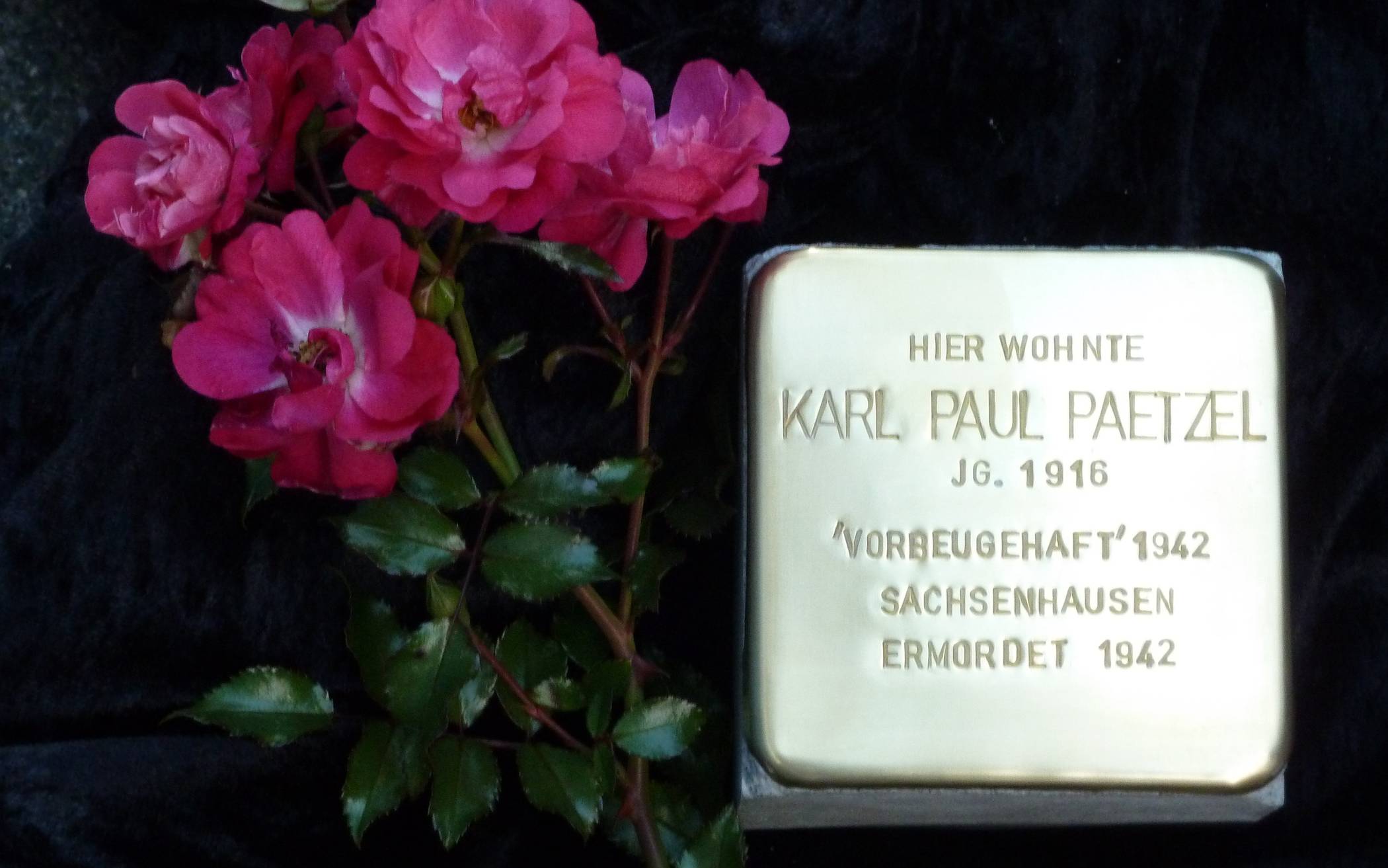 Der Stolperstein für Karl Paul Paetzel.