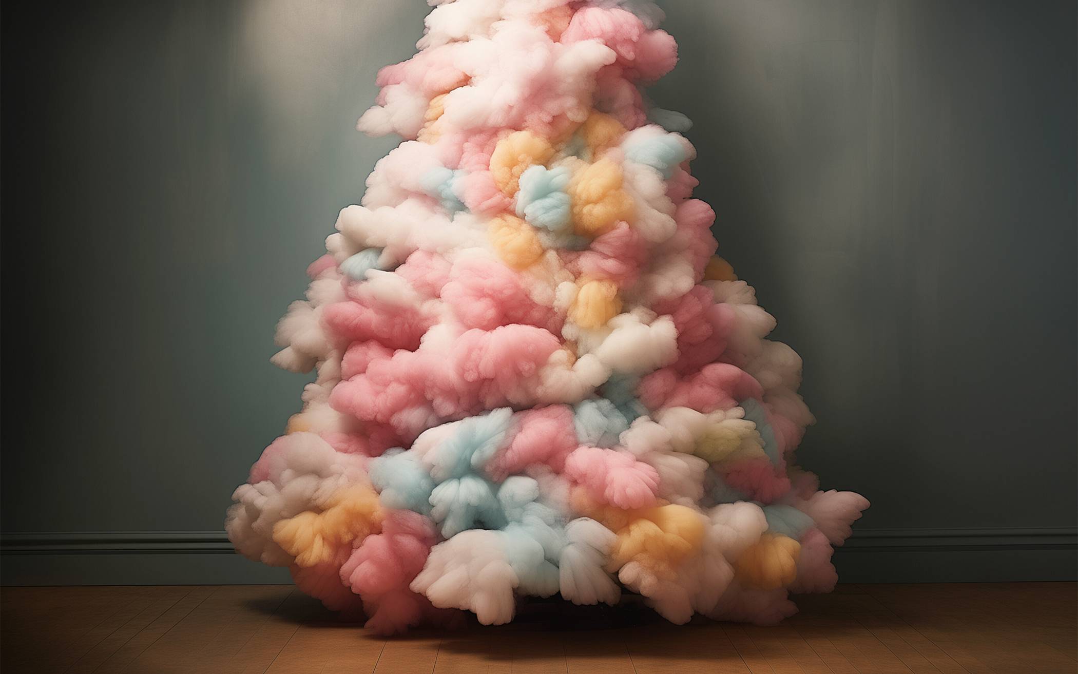 Aufgabenstellung: „Ein Weihnachtsbaum aus Zuckerwatte.“