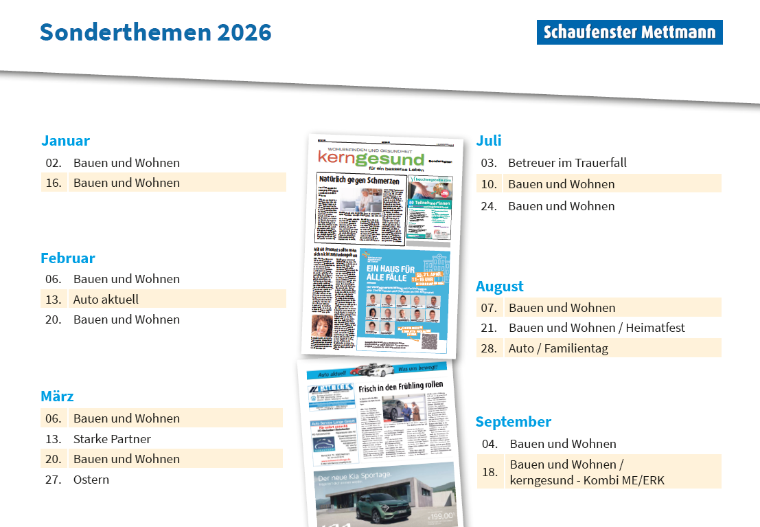 Schaufenster Mettmann / Sonderthemen 2026