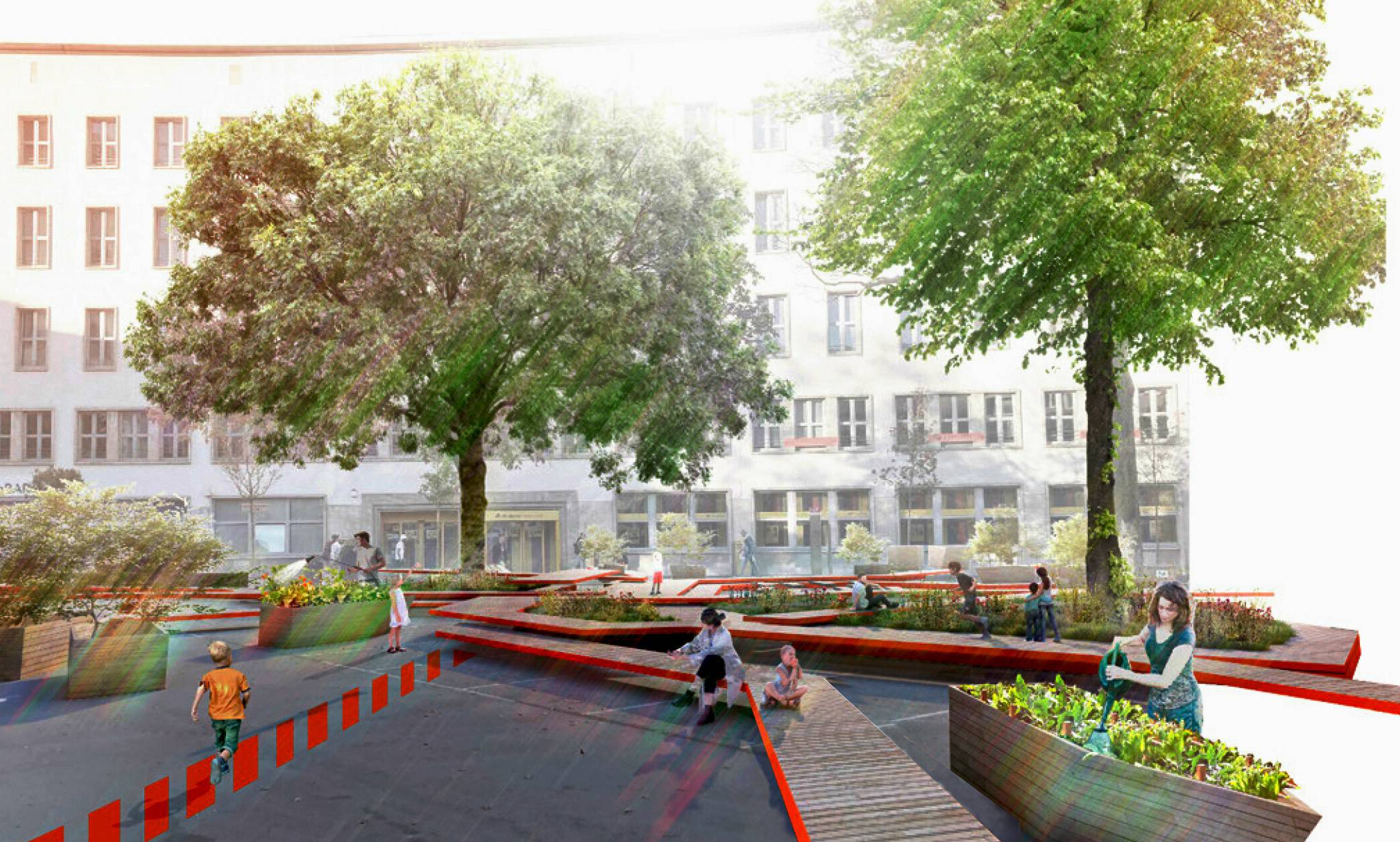 Wird der Platz am Kolk eine von vielen möglichen Nutzungsfacetten und einer Menge Grün geprägte Landschaft auf Stegen?  