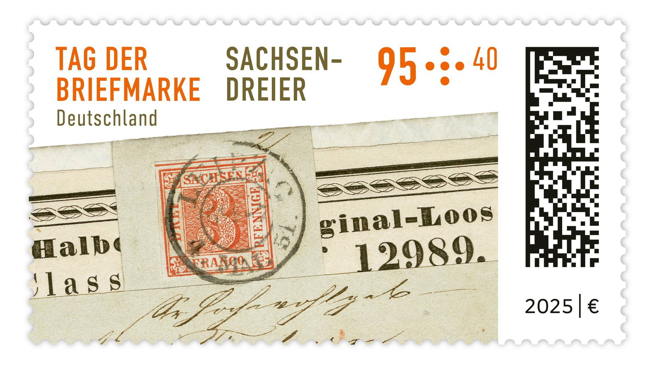  Die Briefmarke, die an den „Sachsen-Dreier“ erinnert. 