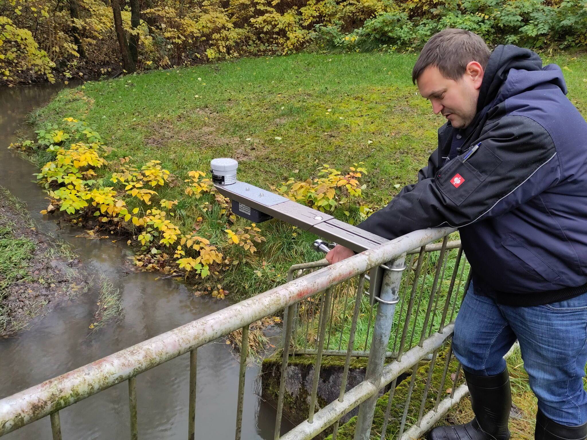 Sensor am Schellenbecker Bach in Wuppertal.