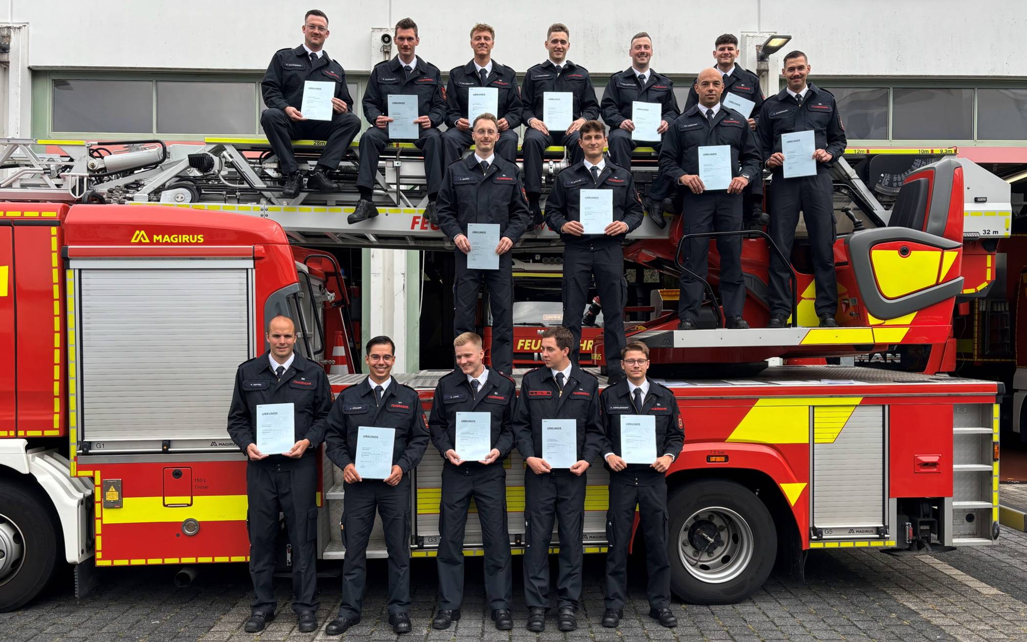 Das Gruppenbild auf dem Wagen.