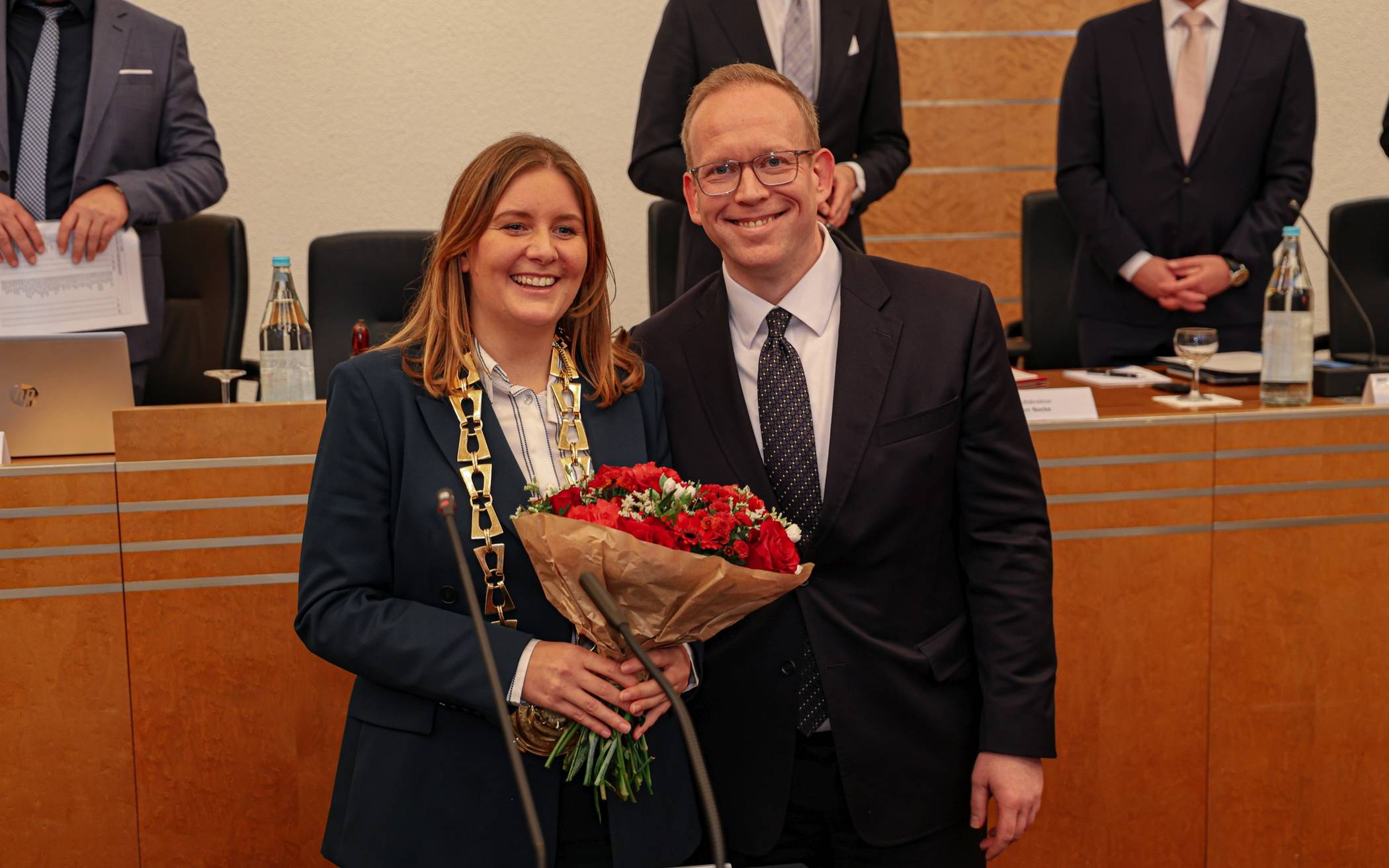 Oberbürgermeisterin Miriam Scherff und der SPD-Fraktionsvoritzende