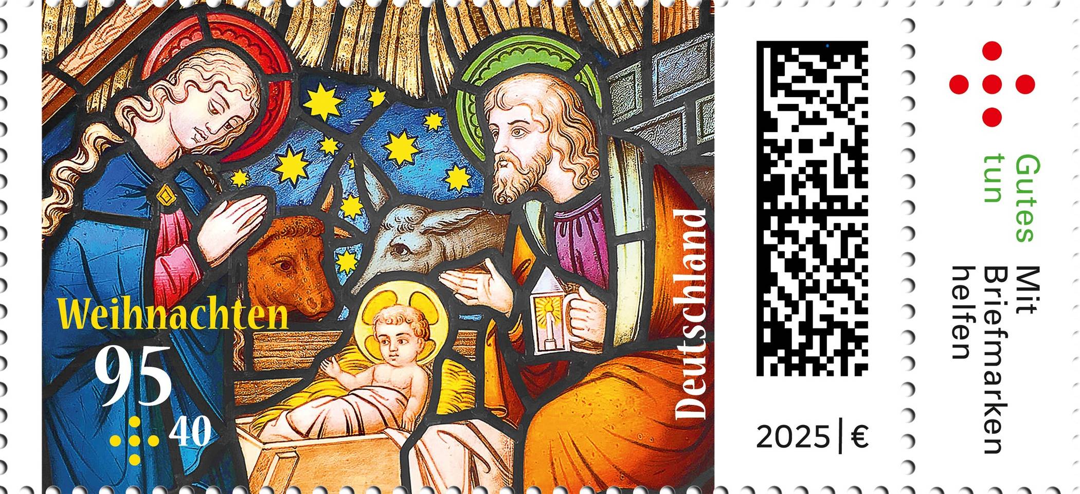  Die Sondermarke zeigt das Motiv eines Kirchenfensters der Nicolaus-Gallus-Kapelle in Regensburg. 