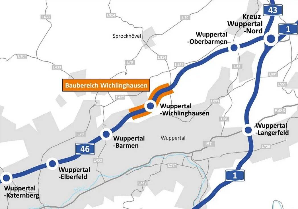 Der A46-Bereich, der momentan saniert wird.