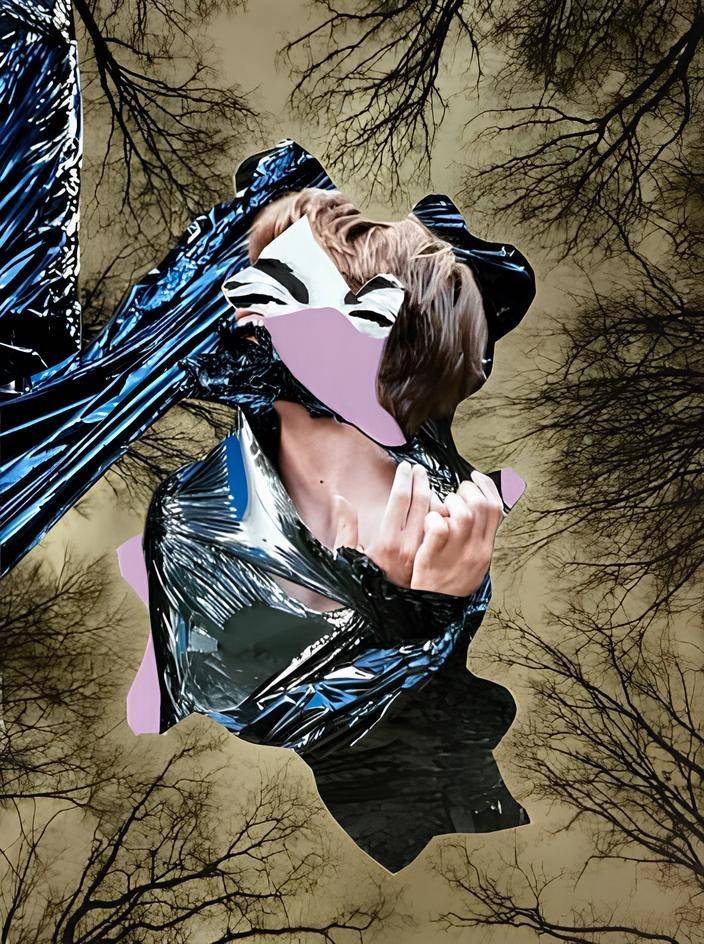  Eine Arbeit aus der Ausstellung „Who am I (not) to be brilliant - Selbstportraits eines Aals“ mit Werken von Ben-Jasmin Schiele in der Galerie „Kunstkomplex“. 