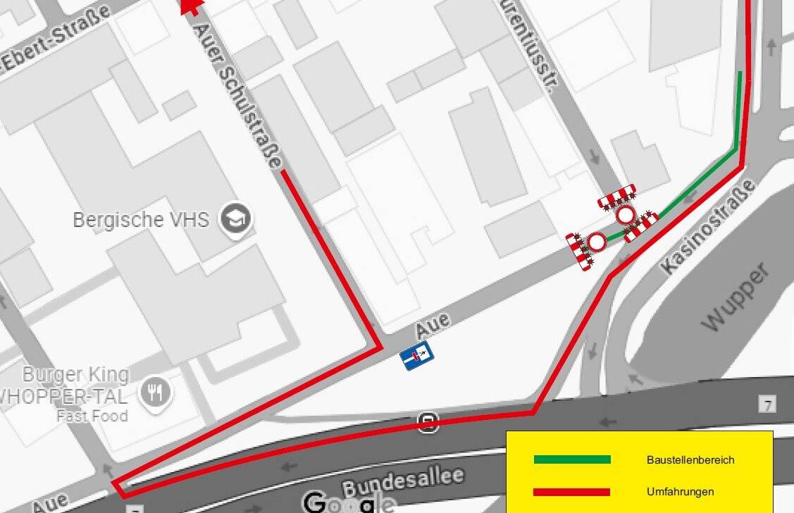  Der Baustellenbereich mit der Umleitung. 