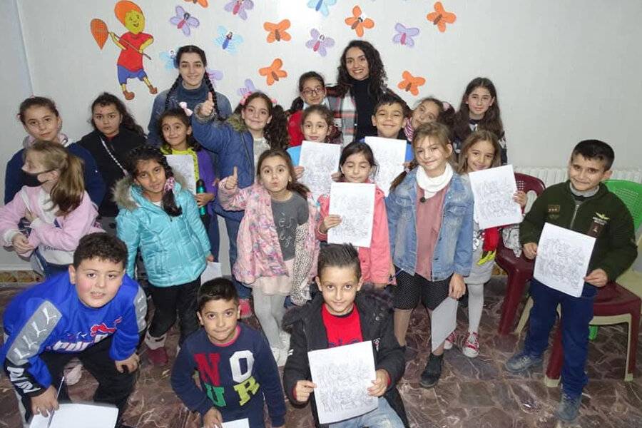 Ghazal mit den Kindern der Sonntagsschule in Homs.