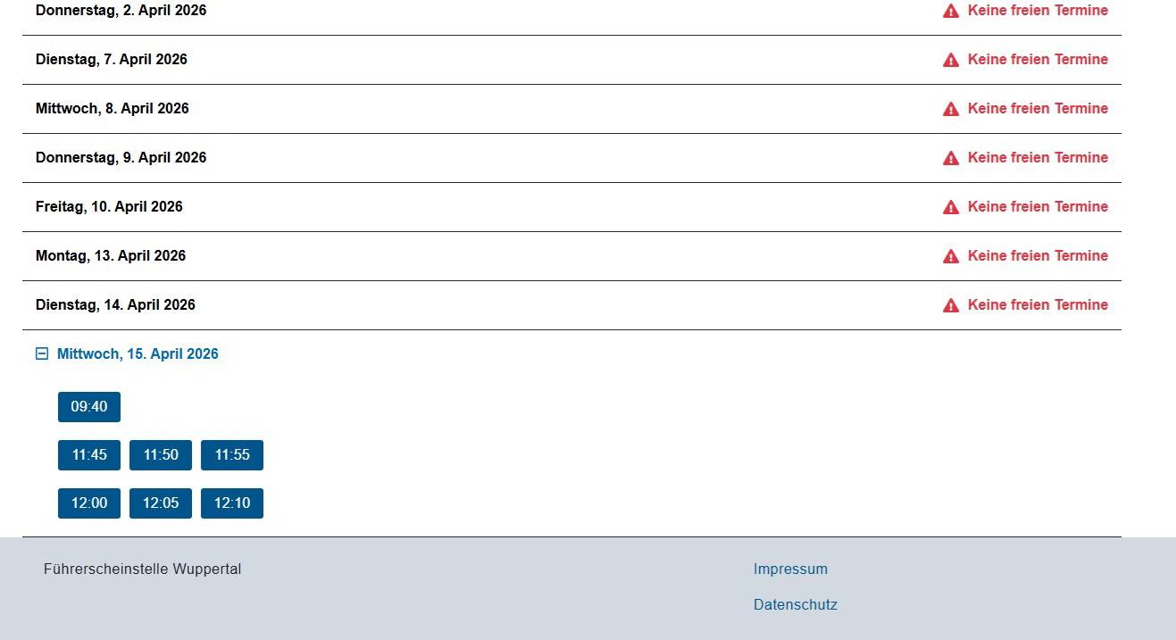  Offene Termine – unten. 