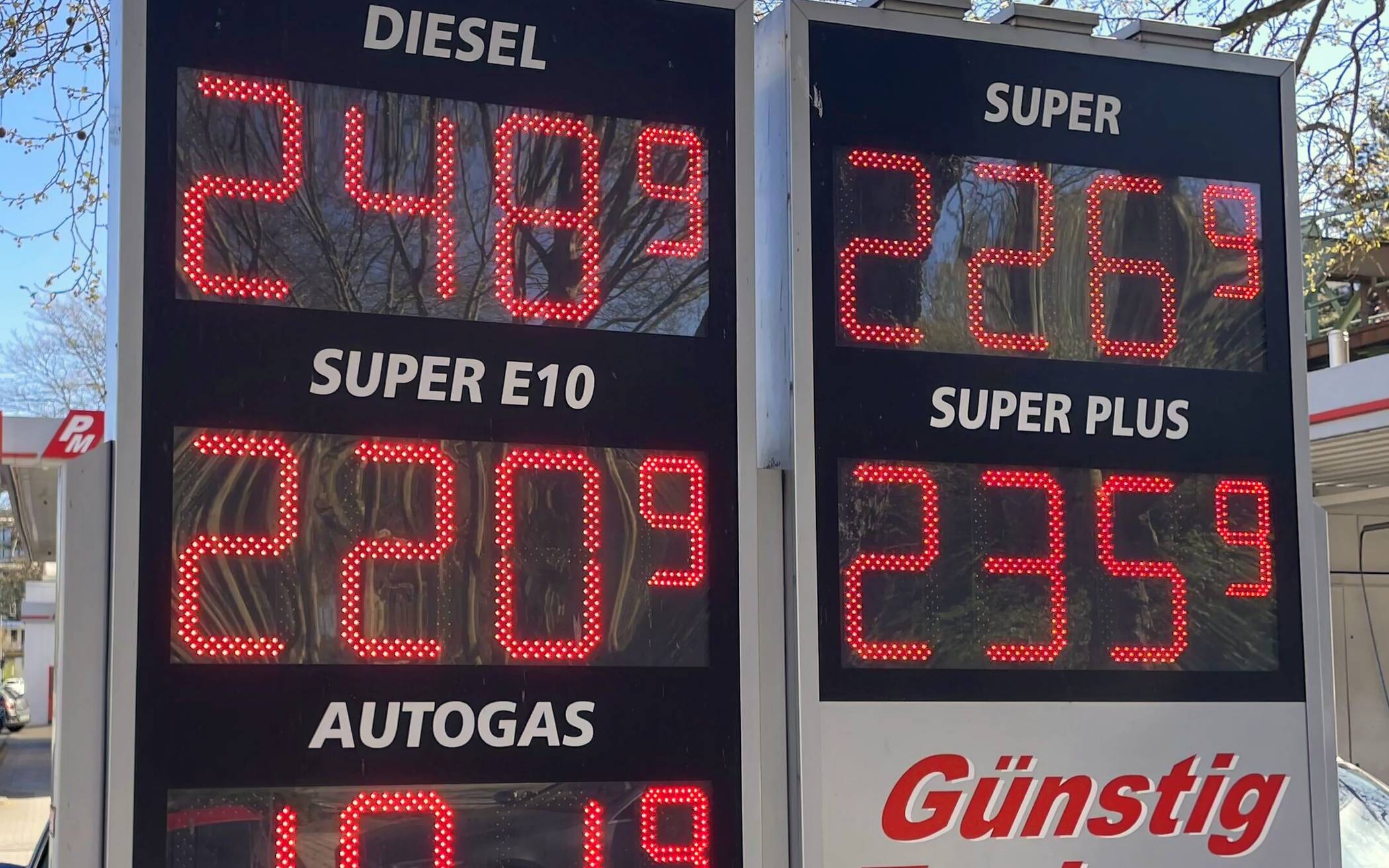 Die Preise am Dienstag.