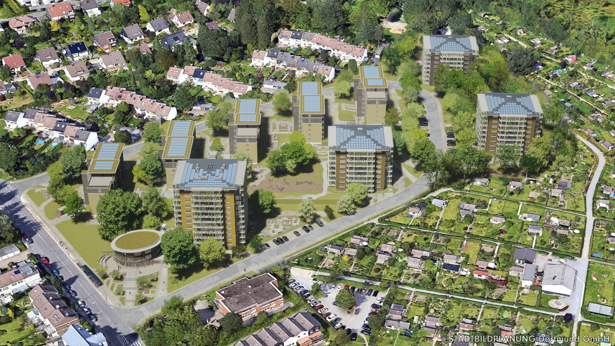  Visualisierung des Quartiers nach Fertigstellung. 