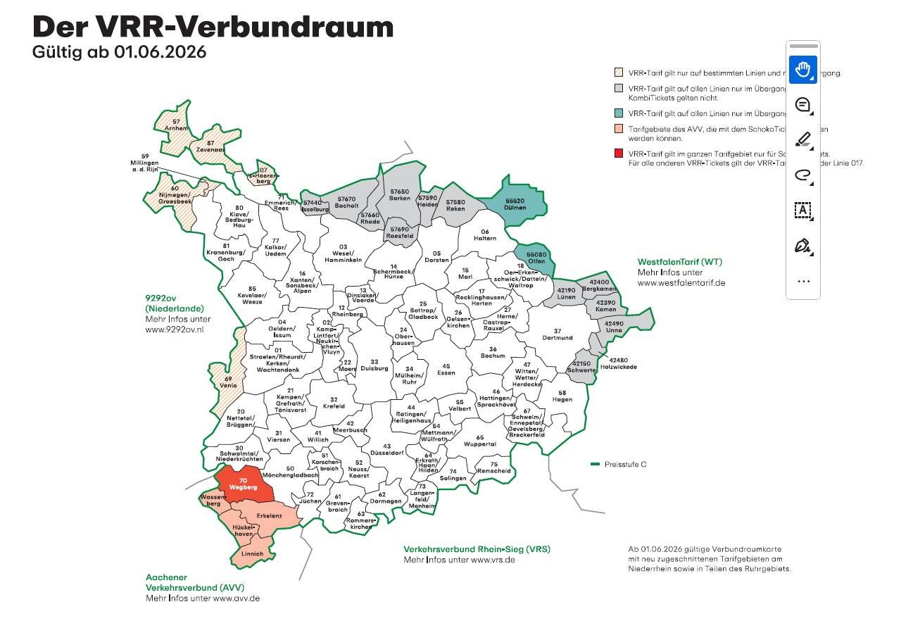  Das künftige VRR-Verbundgebiet. 