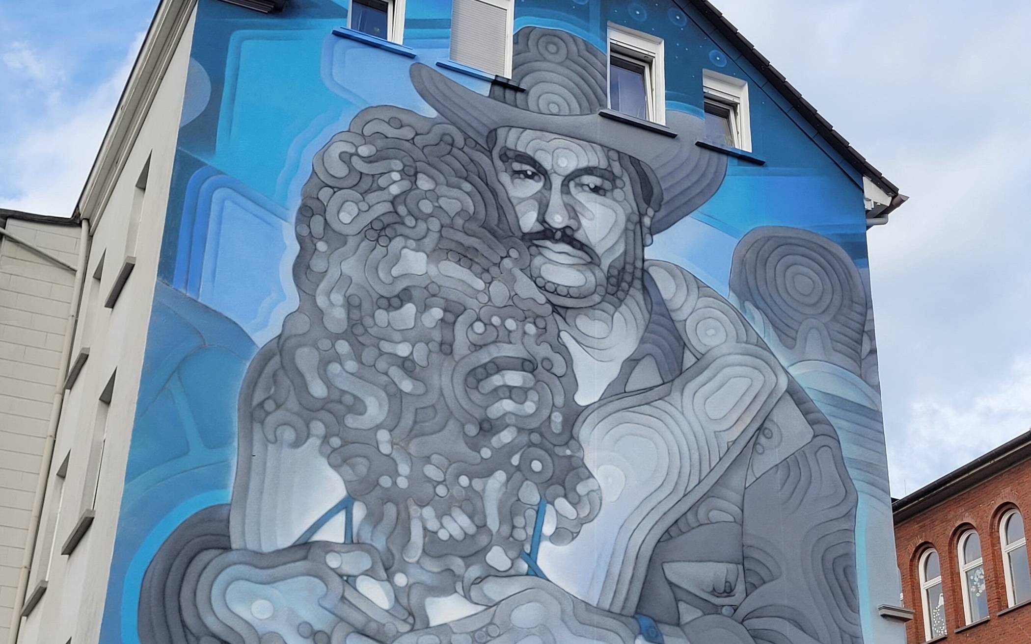  Miles McGregor alias „El Mac“ aus Los Angeles war für ein Bild-Werk zum Pina-Bausch-Stück „Nur Du“ an der Hügelstraße 7 in Oberbarmen.   