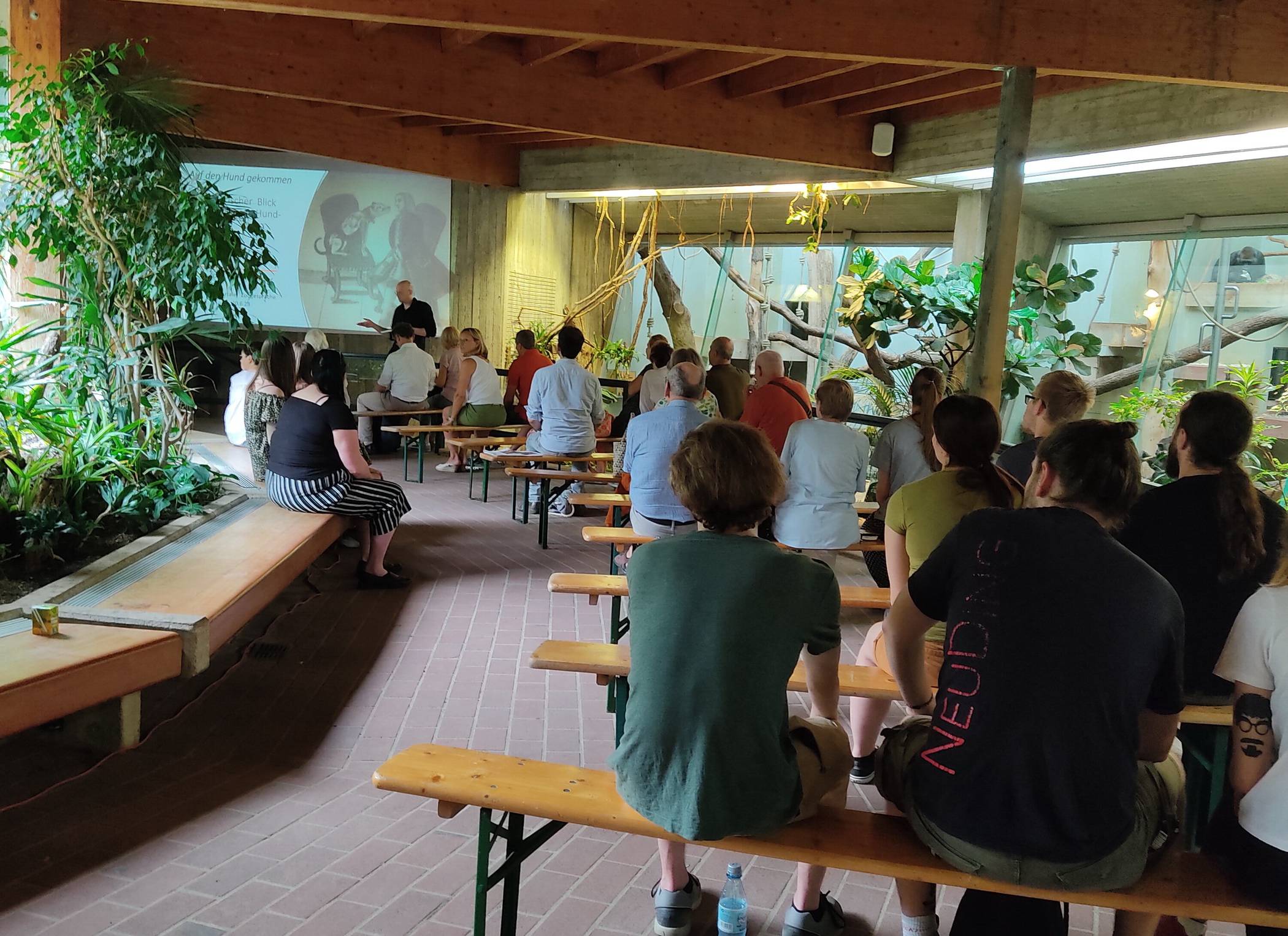 Blick ins Menschenaffenhaus des Grünen Zoos.