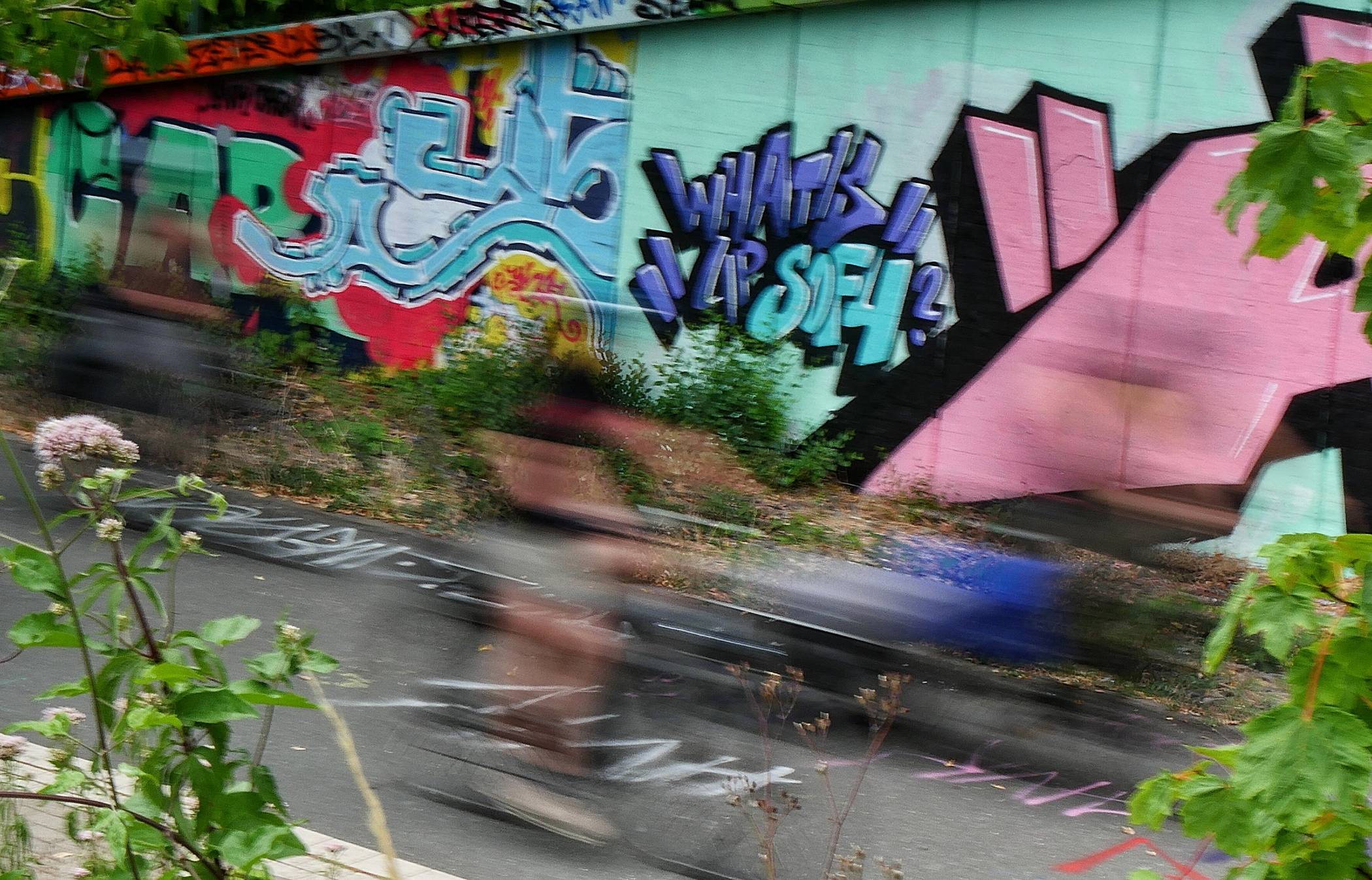 Fahrradfahrer auf der Nordbahntrasse.