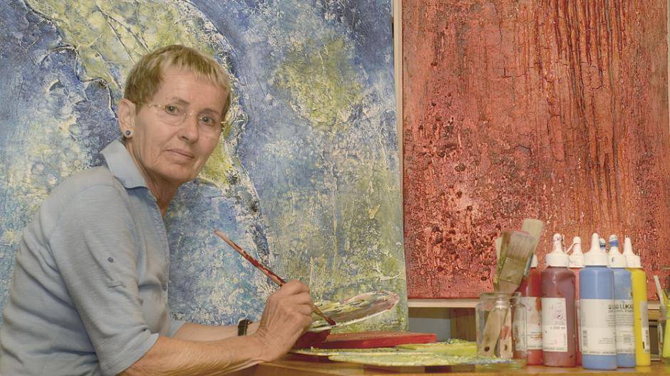 Friedel Eichler-Josten, Bilder in Mischtechnik (Spachtelmasse und Acryl auf Leinwand),...