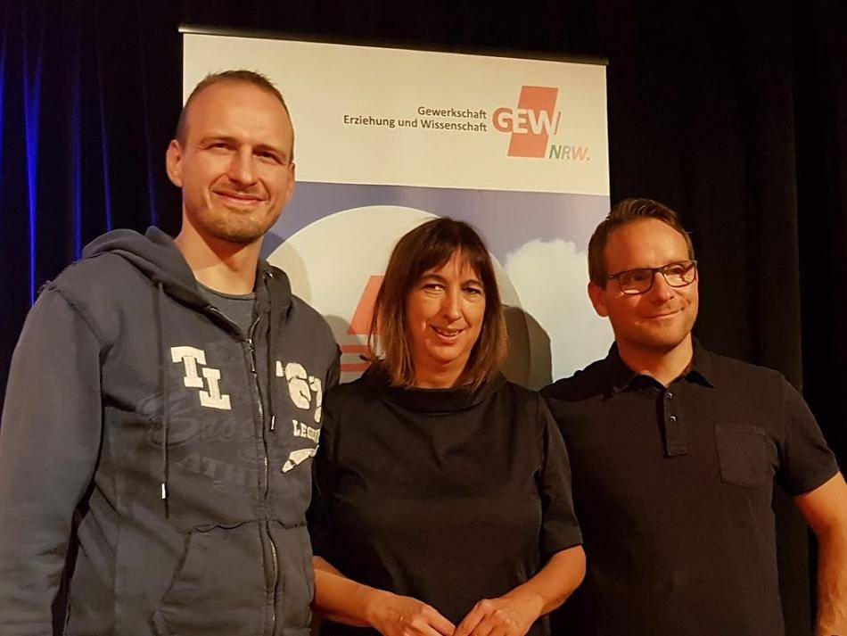  Der Vorstand der GEW Wuppertal: Martina Haesen (Grundschule), Tino Orlishausen (Gesamtschule) und Richard Voß (Grundschule).  