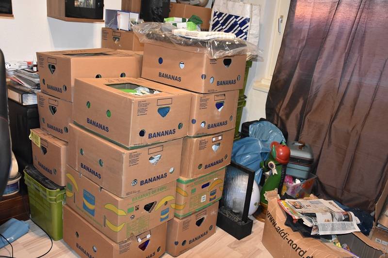  Die ersten Umzugskartons sind gepackt, sobald sie eine geeignete Wohnung gefunden haben, werden sie ausziehen. 