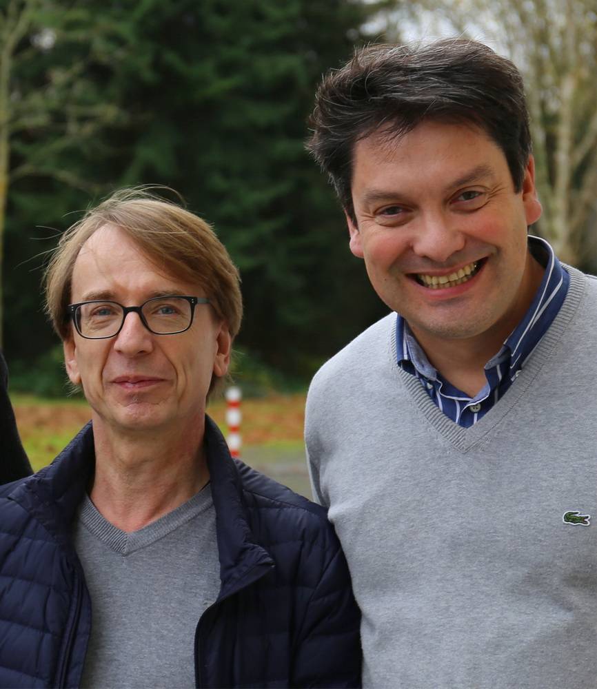  Prof. Ullrich Scherf (links) und Prof. Thomas Riedl. 