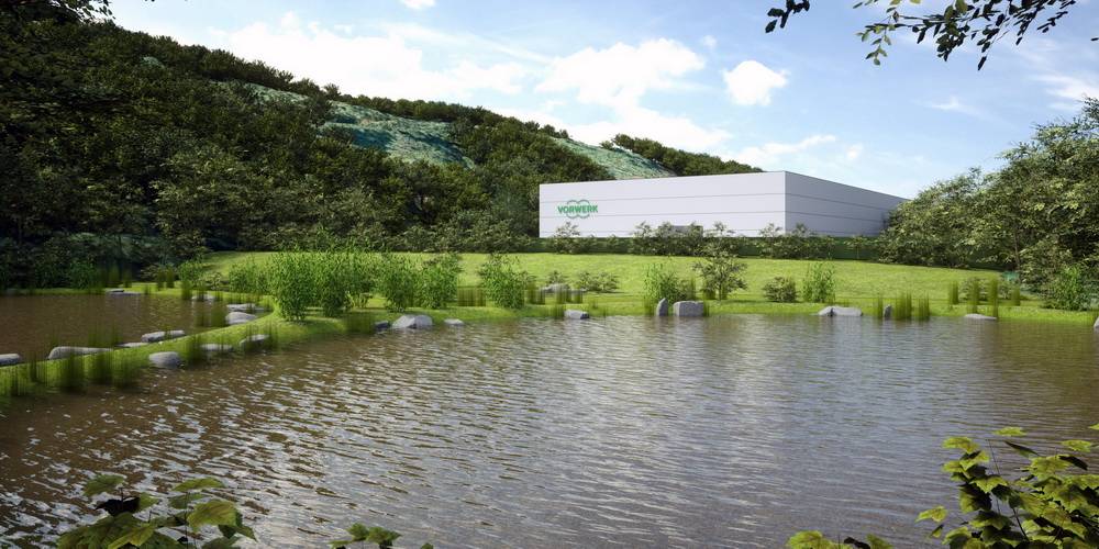  So stellt sich Vorwerk das neue Motorenwerk hinter dem verlegten und veränderten Laaker Teich sowie die neue Landschaftssituation vor.  