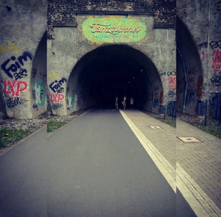  Der Tanztunnel auf der Nordbahntrasse. 