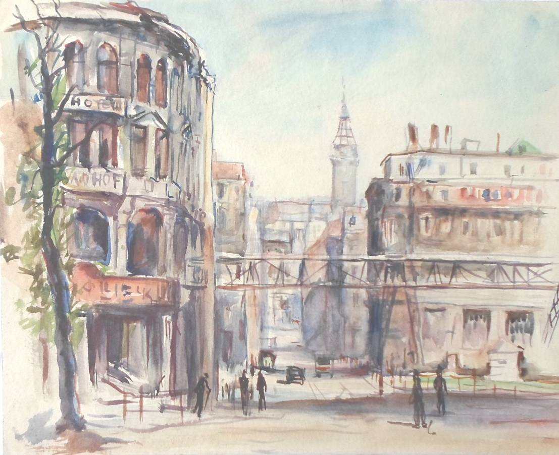  ... wenn im "K1 Art-Café" eine Schau mit Bildern von Jordan Boehm (hier ein Blick aufs alte Elberfeld) eröffnet wird.  