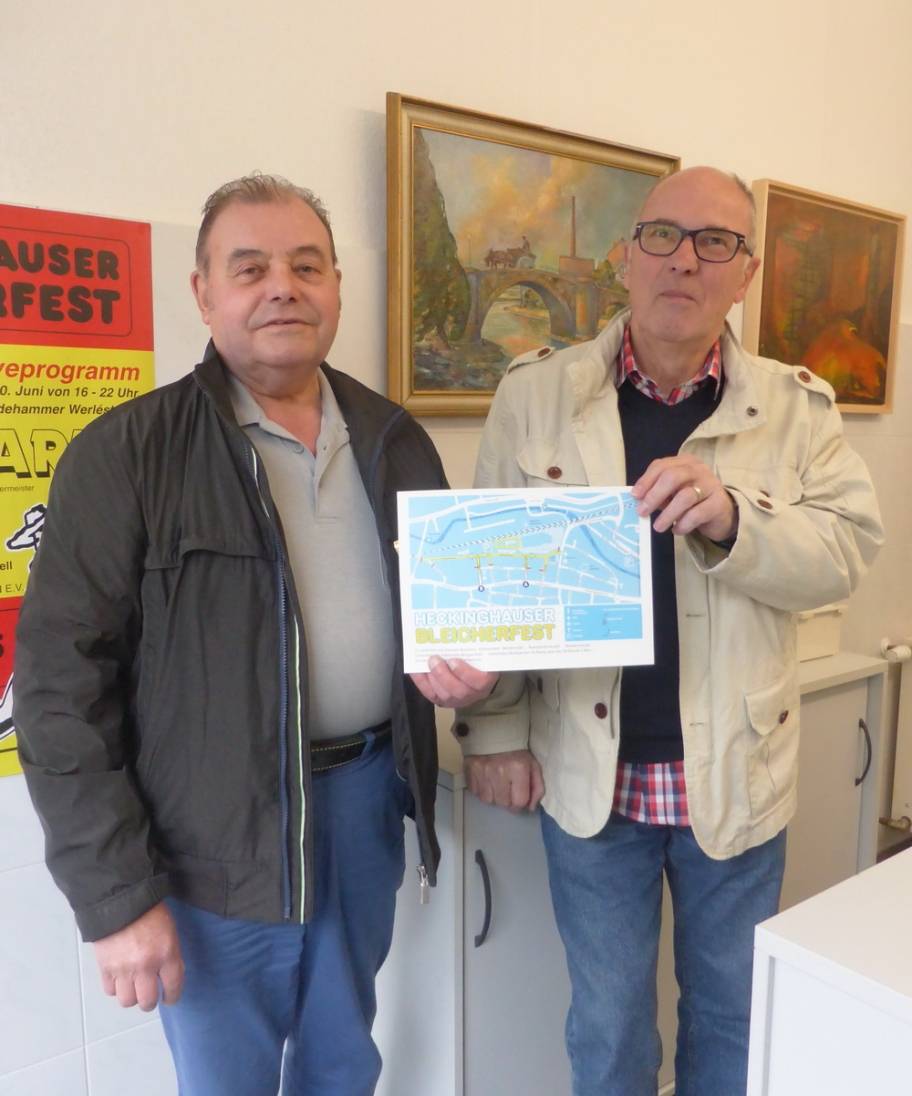  Für den Bezirksvereinsvorsitzenden Jürgen Nasemann (l.) und „Mister Bleicherfest“ Werner Schwarz (r.) ist das Bleicherfest seit Jahrzehnten eine Herzensangelegenheit. 