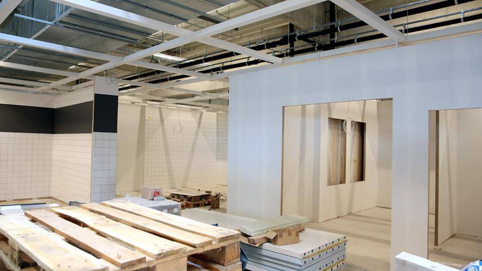 Noch im Bau: die Showrooms, die Kunden beim Rundgang durch die obere Etage inspirieren...