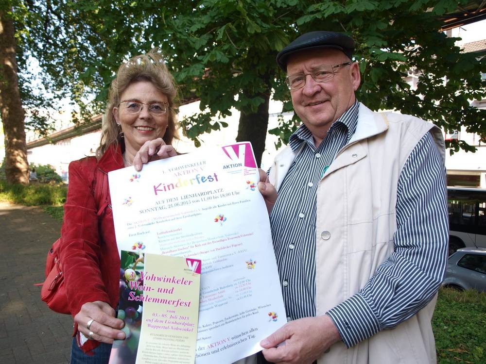  Annette Raabe und Michael Spitzer vom Vorstand der „Aktion V“ sind überzeugt vom Erfolg des Kinderfestes und des Wein- und Schlemmerfestes der Vohwinkeler Werbegemeinschaft. 