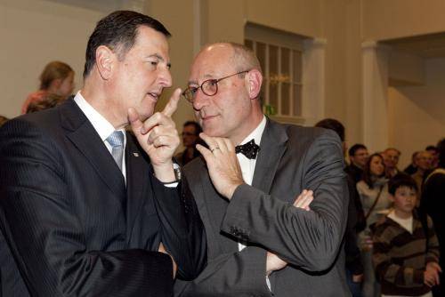  Oberbürgermeister Peter Jung (li.) und Kämmerer Johannes Slawig. 