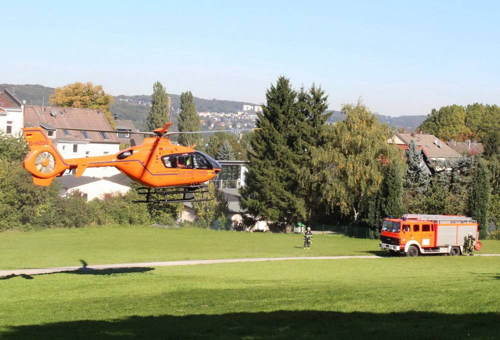  Der Rettungshubschrauber startete auf einer nahe gelegenen Wiese. 