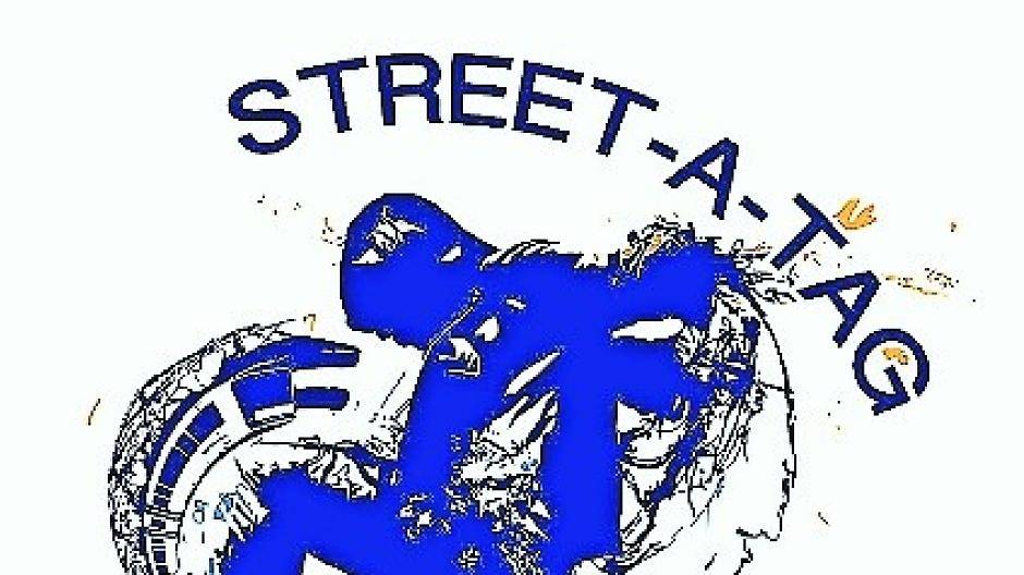  Das ist das Logo, mit dem das stadtweite Street-Art-Projekt „Street-A-Tag“ optisch auf sich aufmerksam macht. Alles dazu auf www.street-a-tag.de — und eine eigene Facebook-Seite gibt’s auch. 