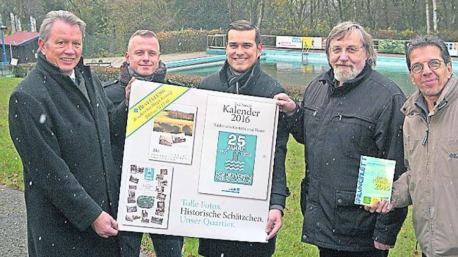  Frank Mühlhoff, Thorsten Brinks, Yannick Bartsch, Rolf Grünhoff und Wolf Birke (v.l.) bei der Vorstellung des Kalenders. 