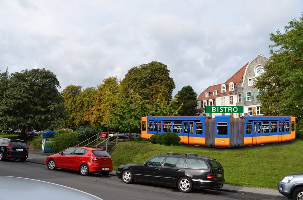  So könnte die Schwebebahn-Installation an der Heusnerstraße aussehen. 
