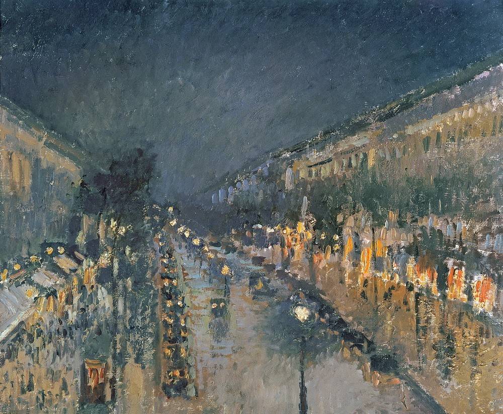  The Boulevard Montmartre at Night, 1897, Camille Pissarro 