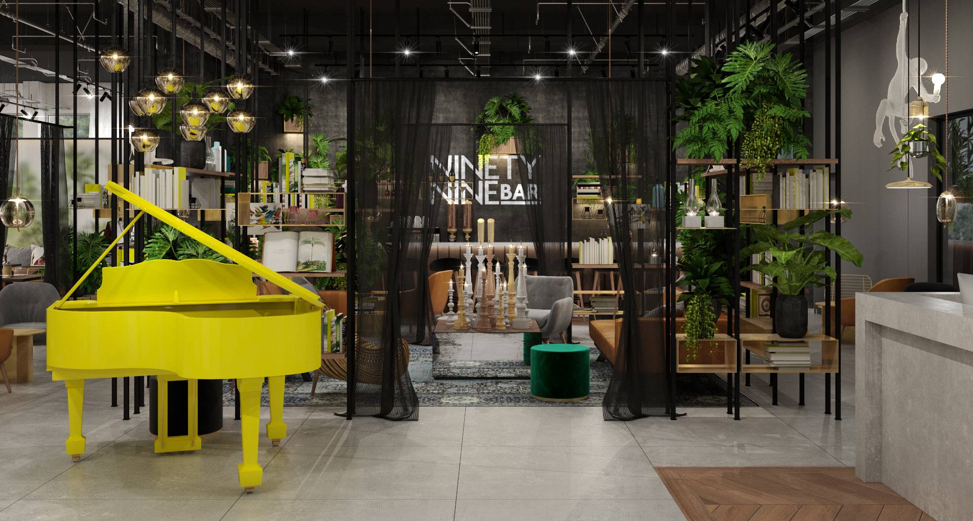 Markenzeichen des Ninetynine-Hotels: Das gelbe Klavier in der...