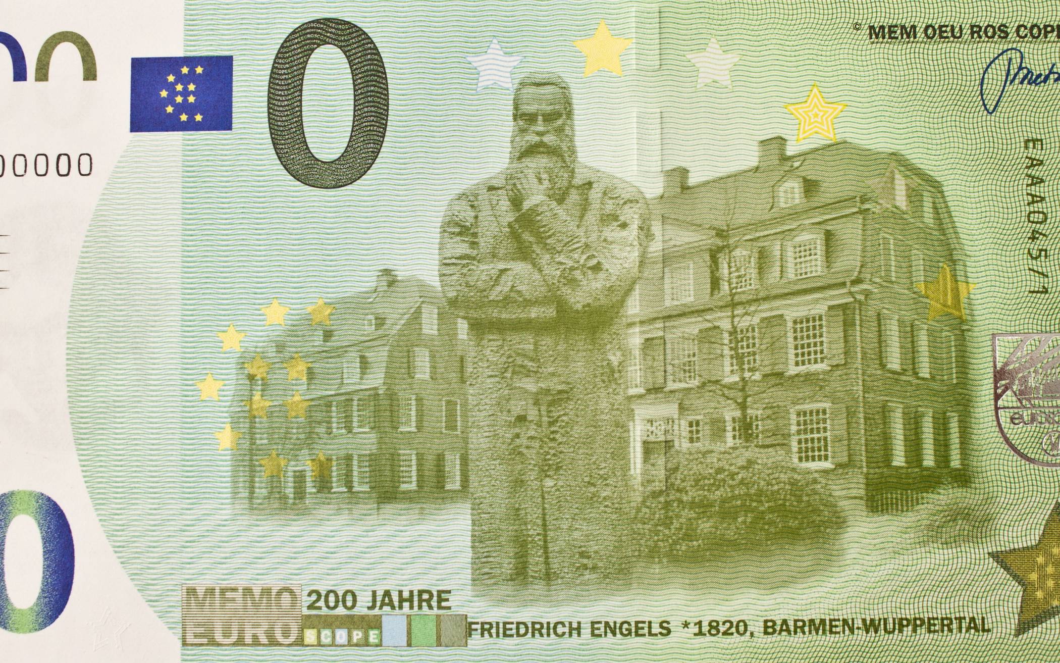Friedrich Engels auf dem neuen 0-Euro-Schein